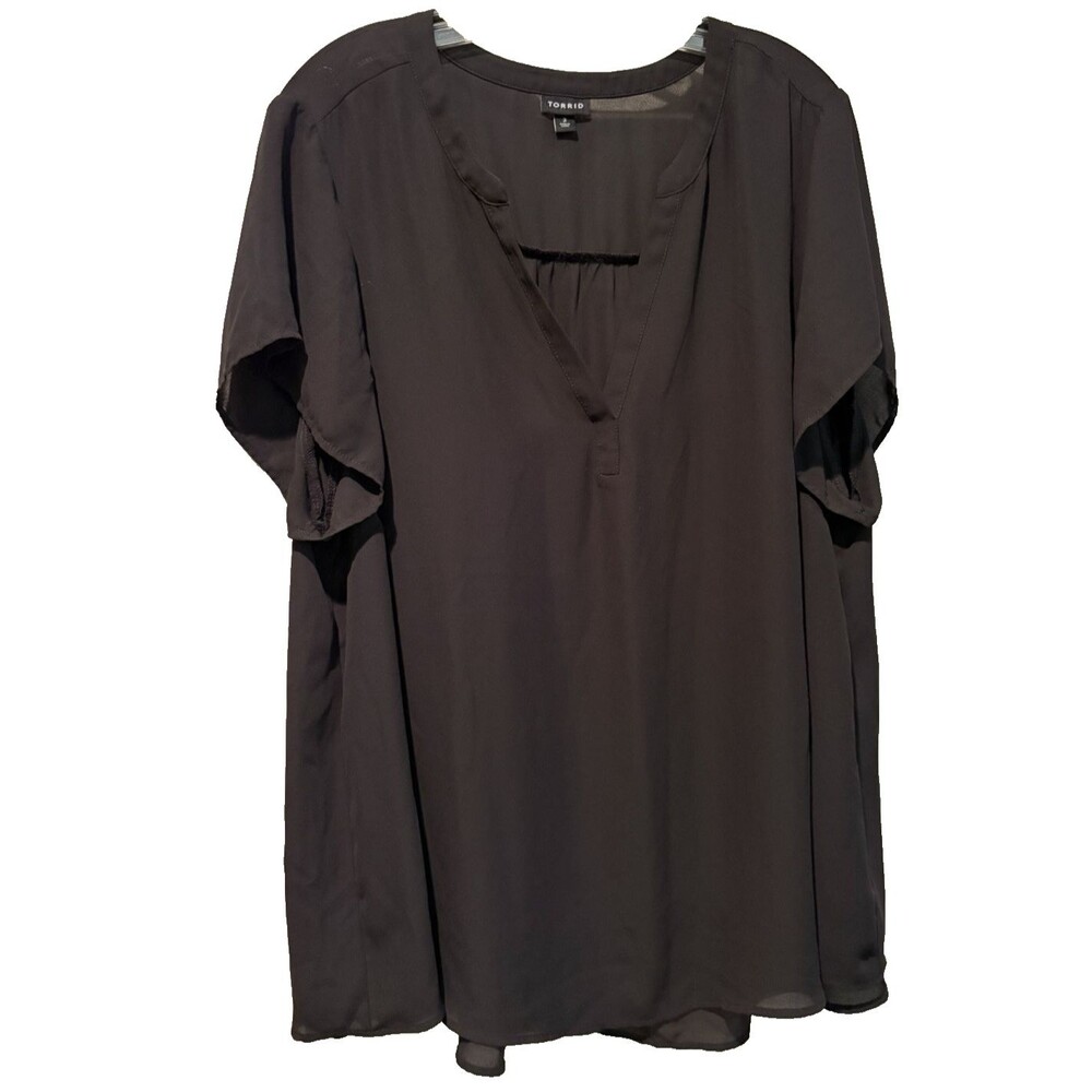 Torrid Women's Sheer Blouse Top Shirt Short Sleeve Black Flowy Plus Size 3